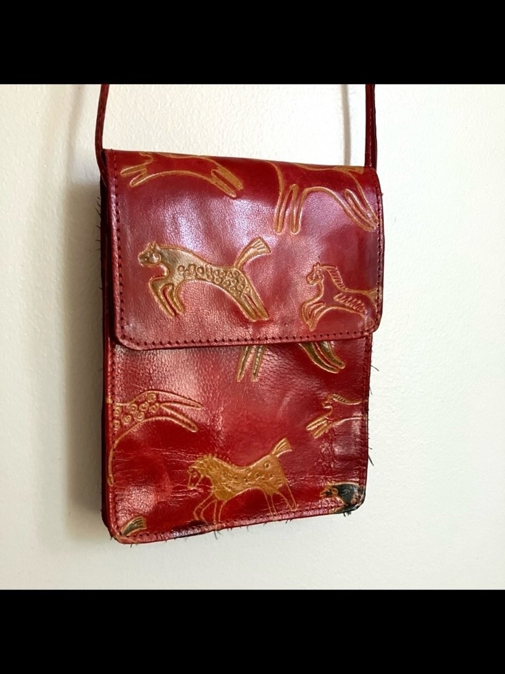 Vintage Horse Print Crossbody Bag